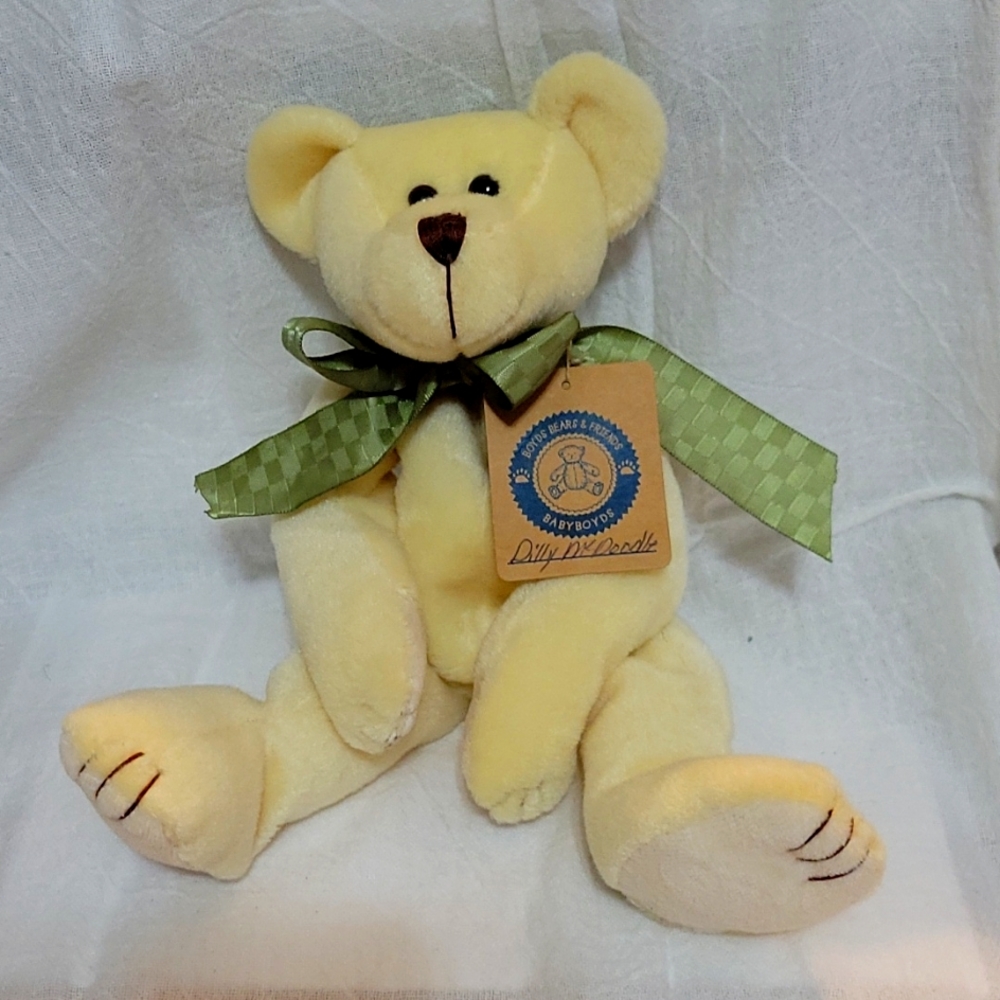 Boyds bear. "dilly mcdoodle", yellow bear, plush Poseable.